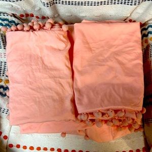 Queen size Duvet Cover Ballerina Pink Pom-Poms w/2 Shams